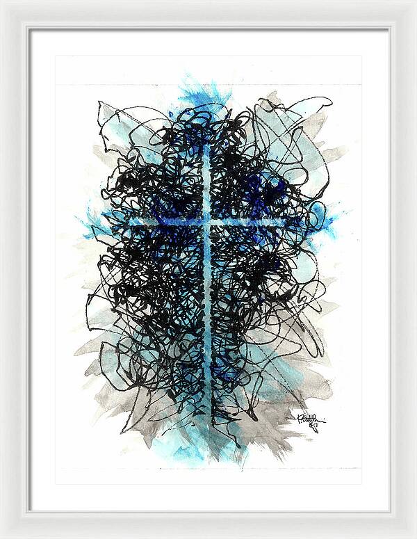 Chaos Order Cross 07 - Glorious Blue - Framed Print