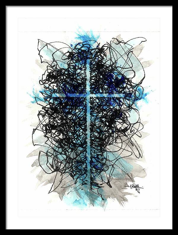 Chaos Order Cross 07 - Glorious Blue - Framed Print