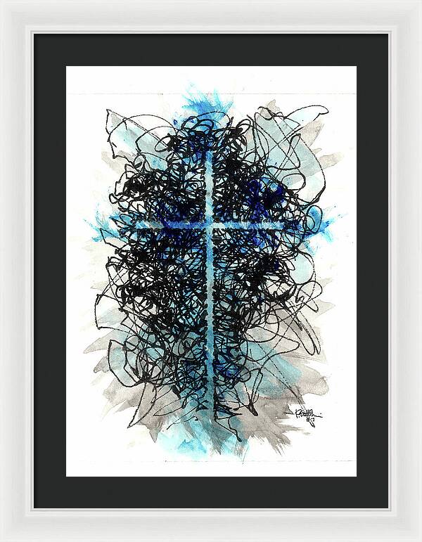 Chaos Order Cross 07 - Glorious Blue - Framed Print