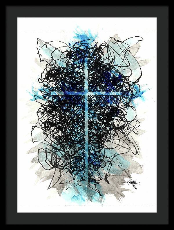 Chaos Order Cross 07 - Glorious Blue - Framed Print
