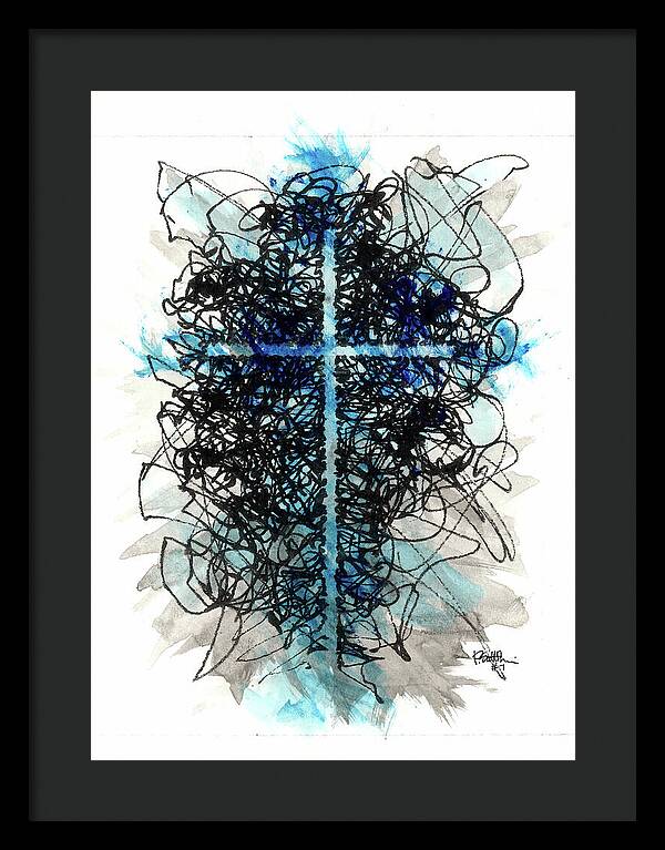 Chaos Order Cross 07 - Glorious Blue - Framed Print