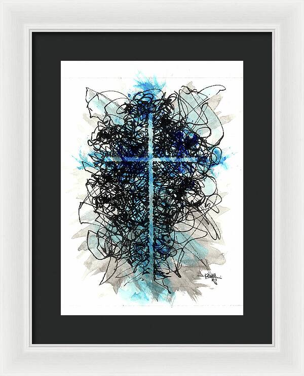 Chaos Order Cross 07 - Glorious Blue - Framed Print