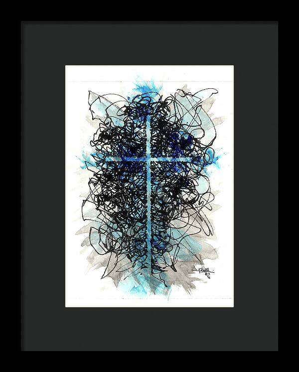 Chaos Order Cross 07 - Glorious Blue - Framed Print