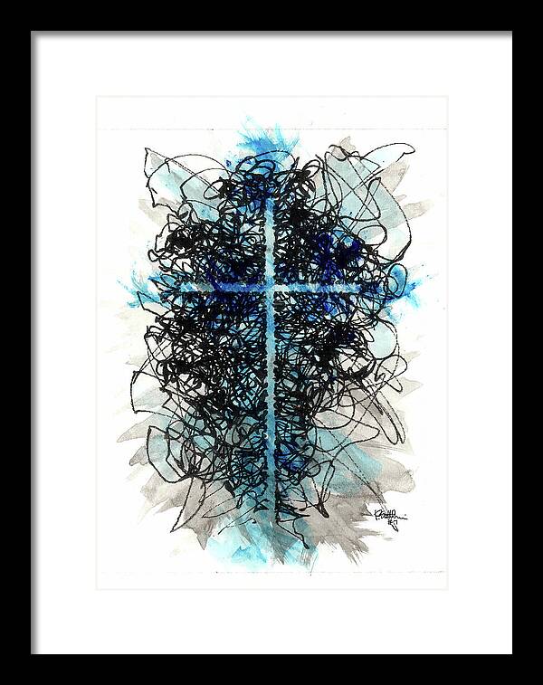 Chaos Order Cross 07 - Glorious Blue - Framed Print