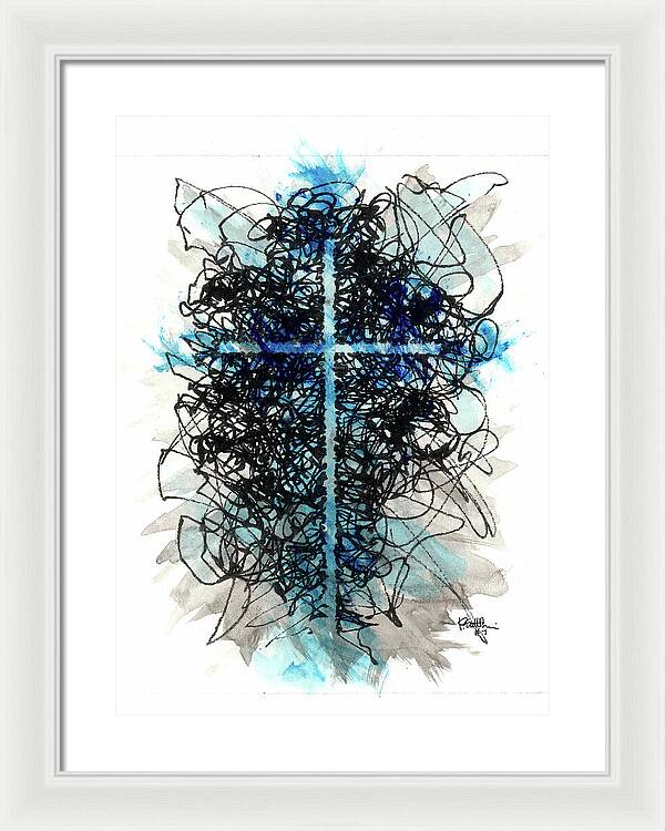 Chaos Order Cross 07 - Glorious Blue - Framed Print