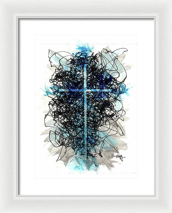 Chaos Order Cross 07 - Glorious Blue - Framed Print