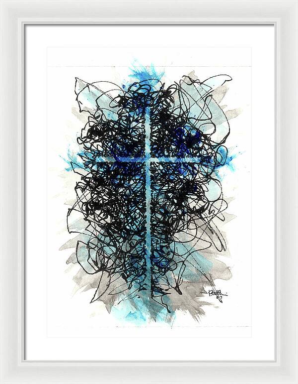 Chaos Order Cross 07 - Glorious Blue - Framed Print