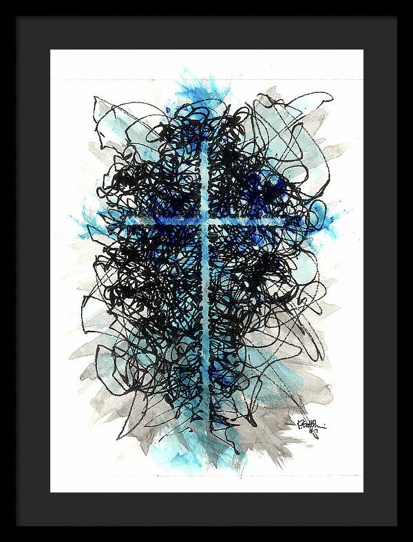 Chaos Order Cross 07 - Glorious Blue - Framed Print