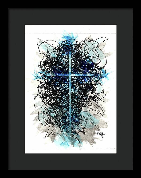 Chaos Order Cross 07 - Glorious Blue - Framed Print
