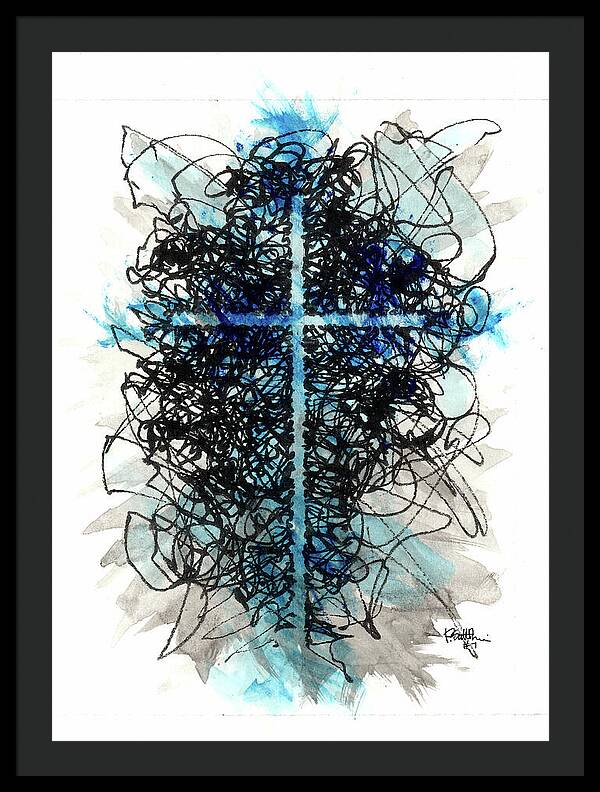 Chaos Order Cross 07 - Glorious Blue - Framed Print