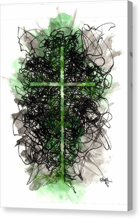 Chaos Order Cross 07 - Joyful Green - Canvas Print