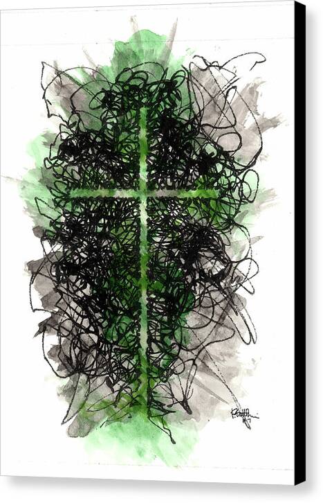 Chaos Order Cross 07 - Joyful Green - Canvas Print