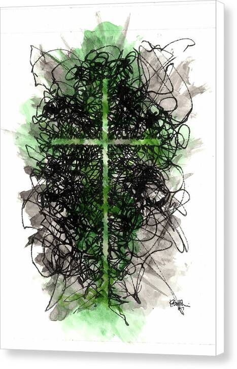 Chaos Order Cross 07 - Joyful Green - Canvas Print