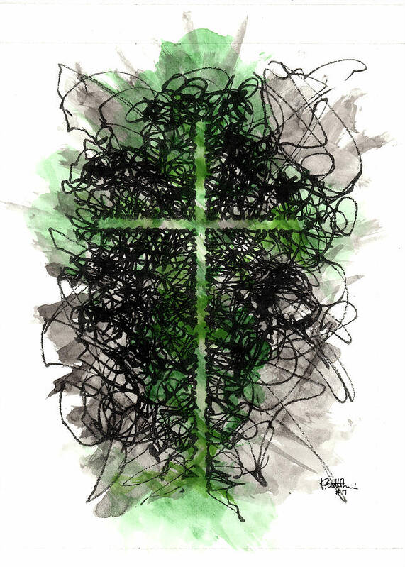 Chaos Order Cross 07 - Joyful Green - Art Print