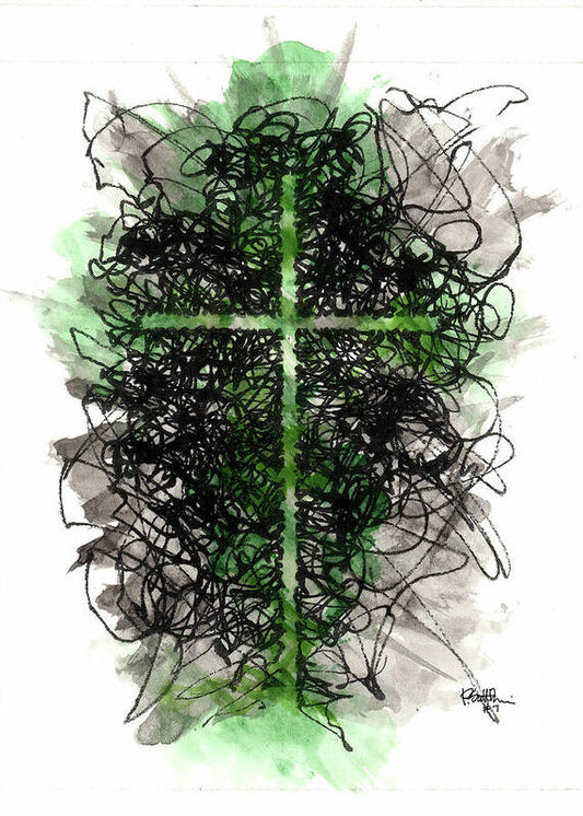 Chaos Order Cross 07 - Joyful Green - Art Print