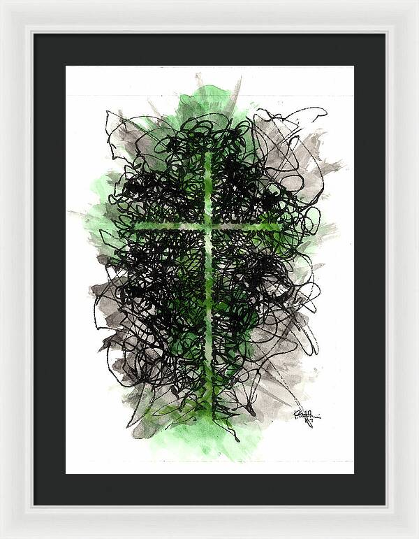 Chaos Order Cross 07 - Joyful Green - Framed Print
