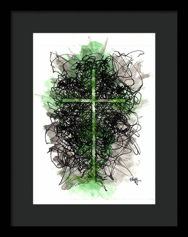 Chaos Order Cross 07 - Joyful Green - Framed Print