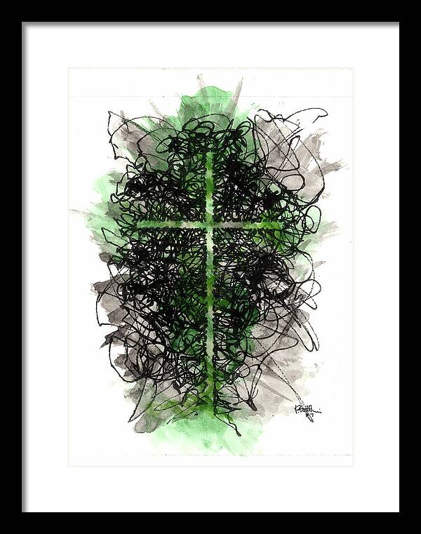 Chaos Order Cross 07 - Joyful Green - Framed Print