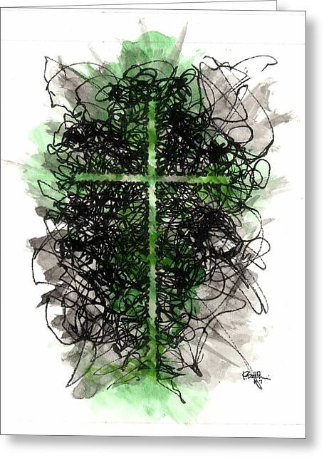 Chaos Order Cross 07 - Joyful Green - Greeting Card