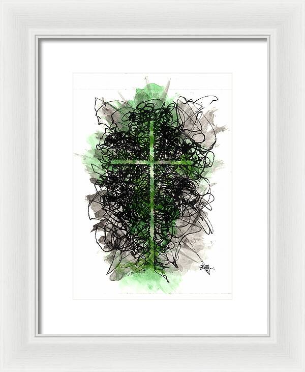 Chaos Order Cross 07 - Joyful Green - Framed Print