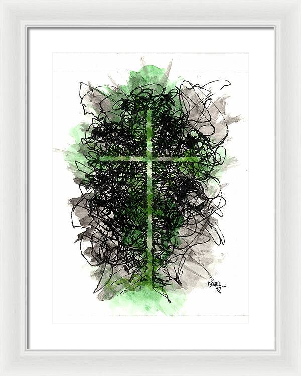 Chaos Order Cross 07 - Joyful Green - Framed Print