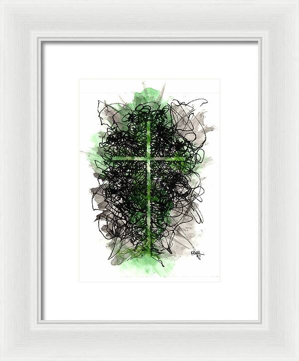 Chaos Order Cross 07 - Joyful Green - Framed Print