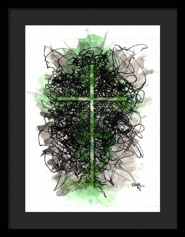 Chaos Order Cross 07 - Joyful Green - Framed Print