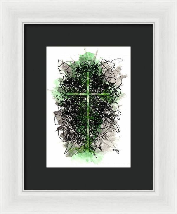 Chaos Order Cross 07 - Joyful Green - Framed Print