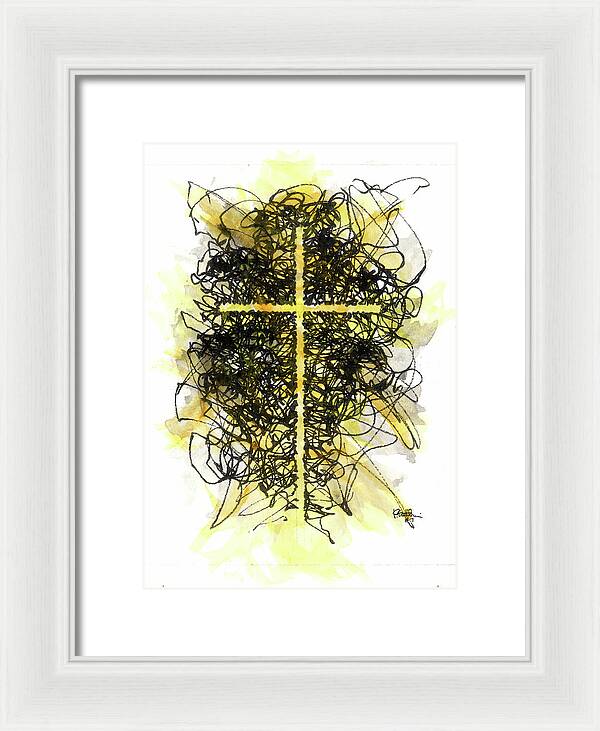 Chaos Order Cross 07 - Luminous Yellow - Framed Print
