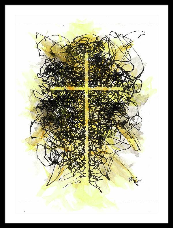 Chaos Order Cross 07 - Luminous Yellow - Framed Print