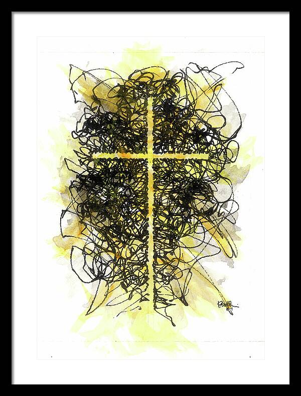 Chaos Order Cross 07 - Luminous Yellow - Framed Print