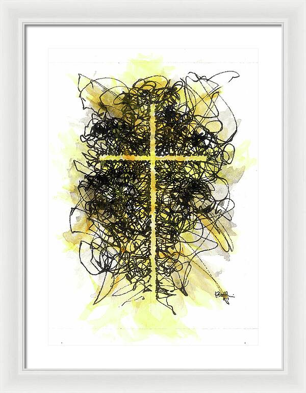 Chaos Order Cross 07 - Luminous Yellow - Framed Print