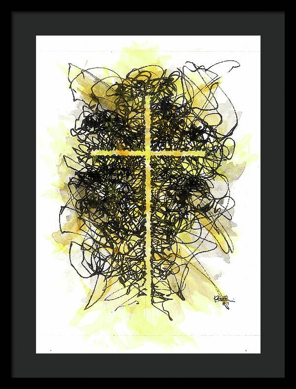 Chaos Order Cross 07 - Luminous Yellow - Framed Print