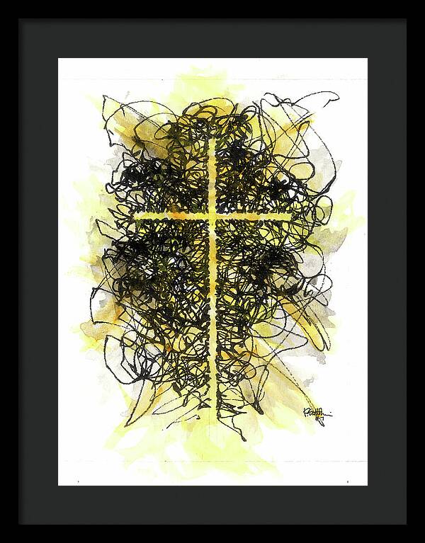 Chaos Order Cross 07 - Luminous Yellow - Framed Print