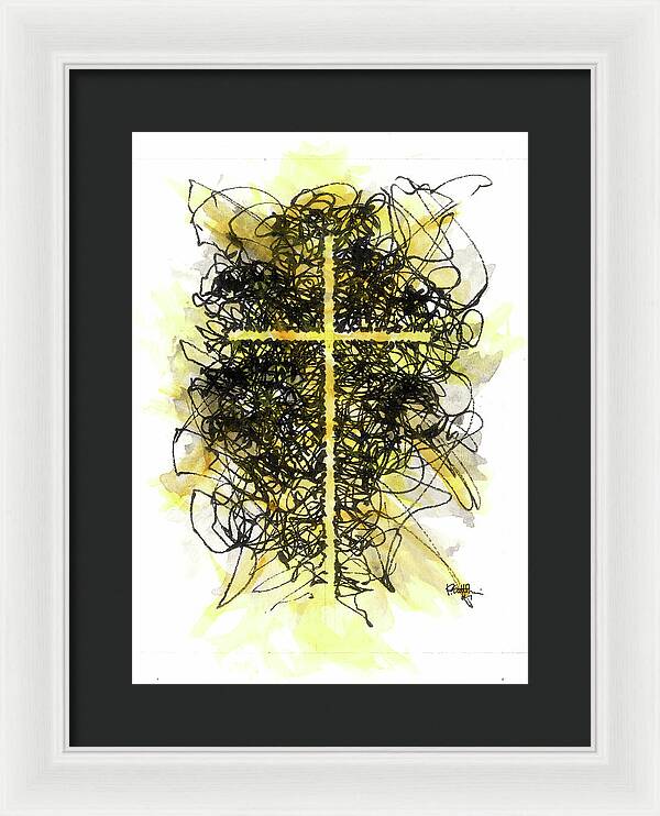 Chaos Order Cross 07 - Luminous Yellow - Framed Print