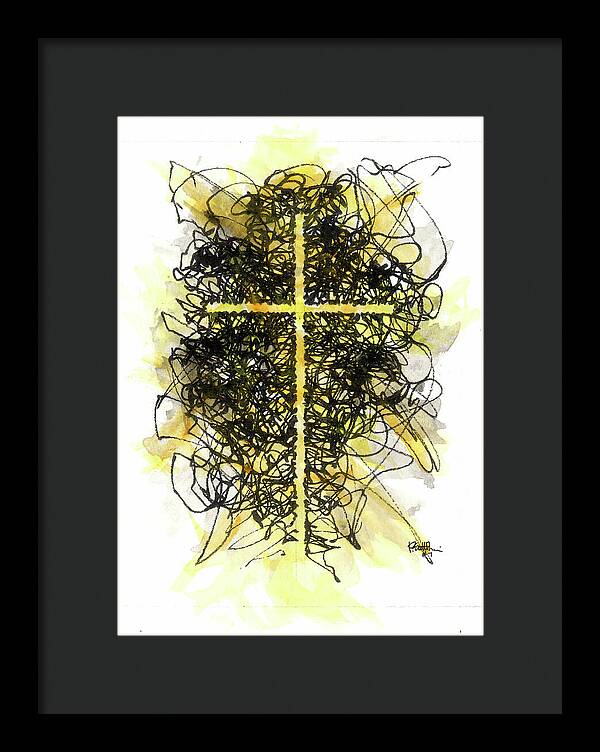 Chaos Order Cross 07 - Luminous Yellow - Framed Print