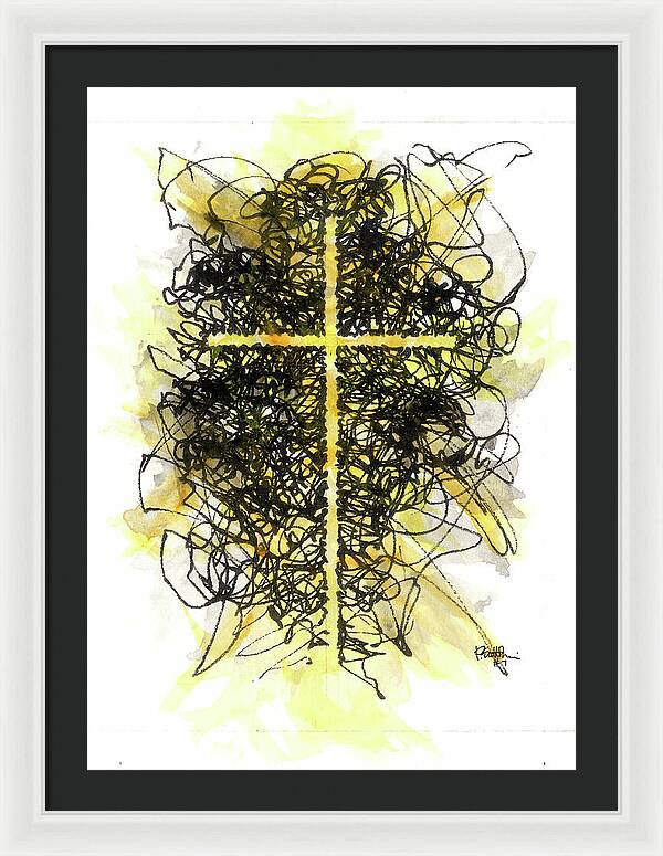 Chaos Order Cross 07 - Luminous Yellow - Framed Print