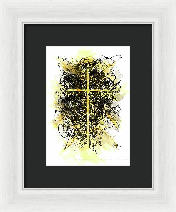 Chaos Order Cross 07 - Luminous Yellow - Framed Print