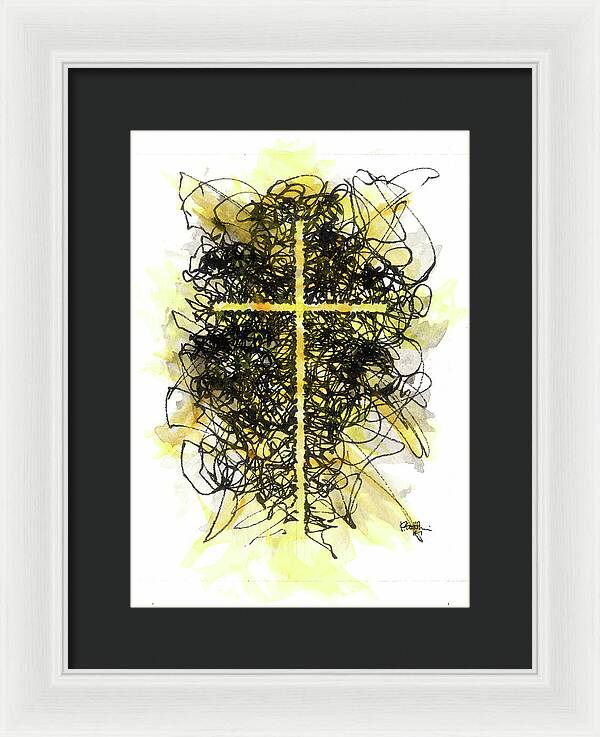 Chaos Order Cross 07 - Luminous Yellow - Framed Print
