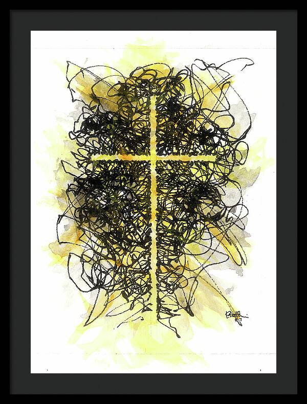 Chaos Order Cross 07 - Luminous Yellow - Framed Print