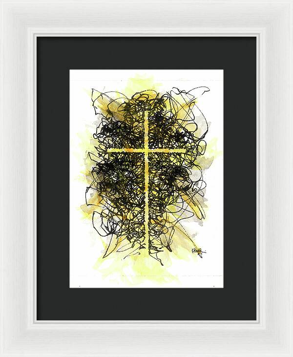 Chaos Order Cross 07 - Luminous Yellow - Framed Print