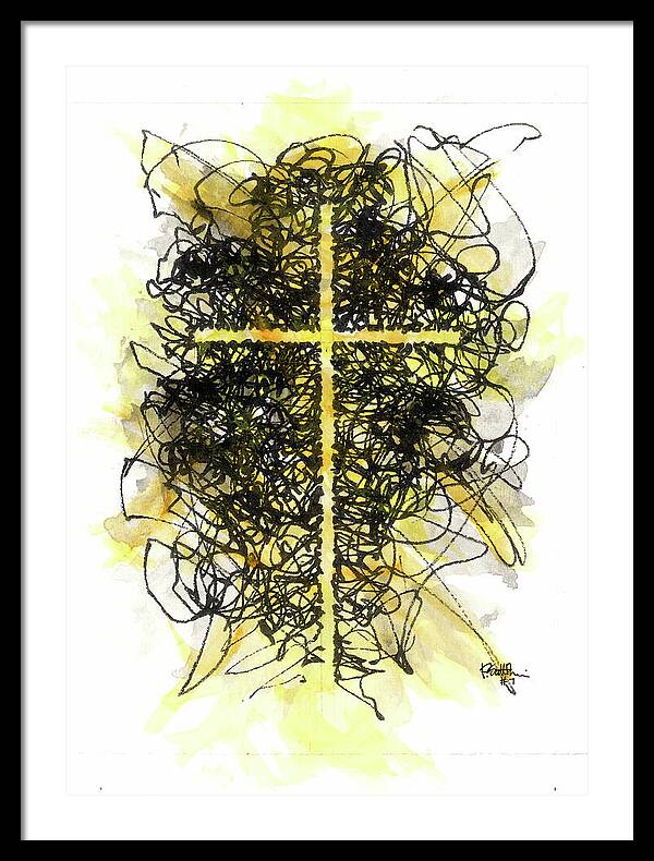 Chaos Order Cross 07 - Luminous Yellow - Framed Print