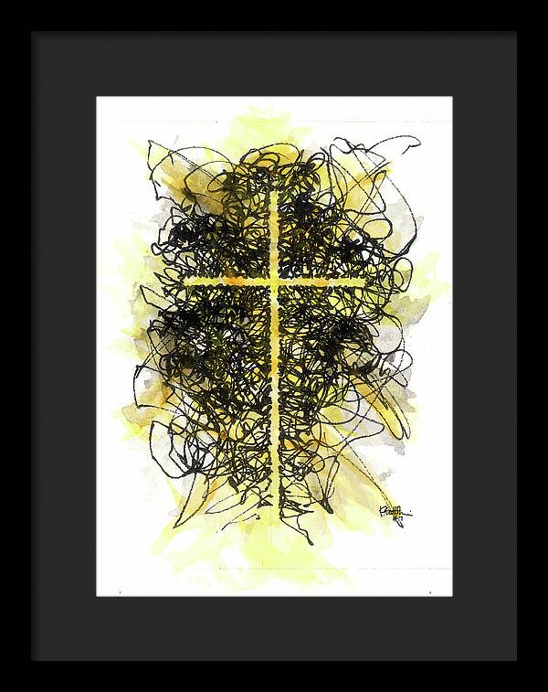 Chaos Order Cross 07 - Luminous Yellow - Framed Print