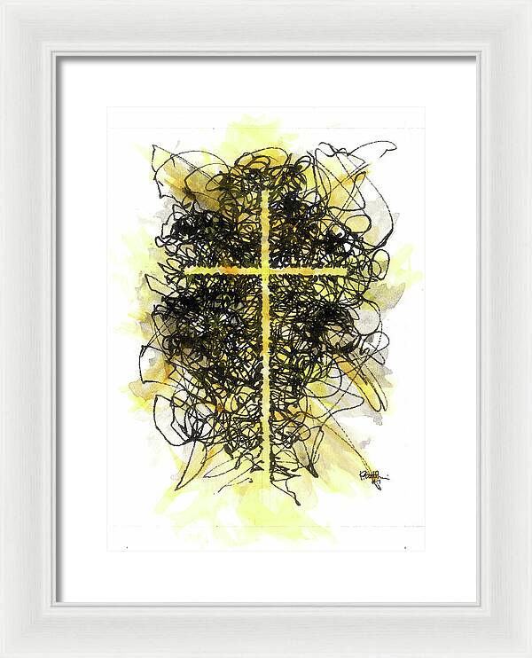 Chaos Order Cross 07 - Luminous Yellow - Framed Print