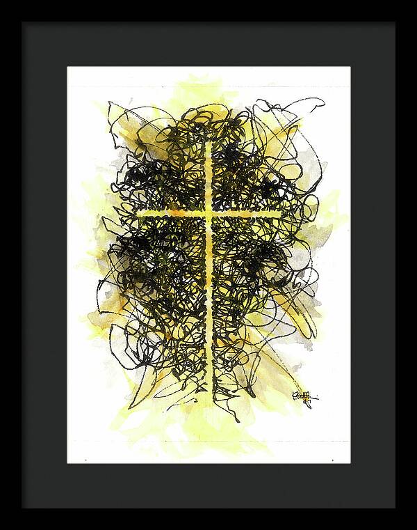 Chaos Order Cross 07 - Luminous Yellow - Framed Print