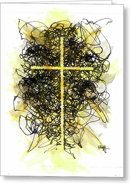 Chaos Order Cross 07 - Luminous Yellow - Greeting Card