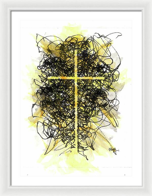 Chaos Order Cross 07 - Luminous Yellow - Framed Print