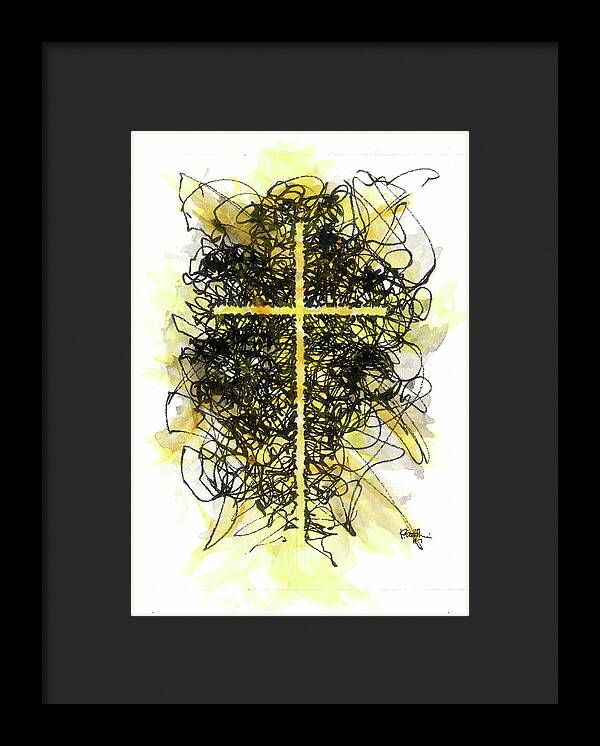 Chaos Order Cross 07 - Luminous Yellow - Framed Print