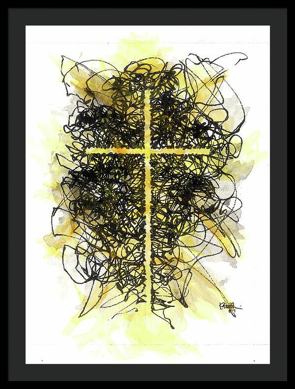 Chaos Order Cross 07 - Luminous Yellow - Framed Print