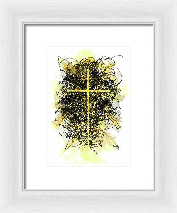 Chaos Order Cross 07 - Luminous Yellow - Framed Print